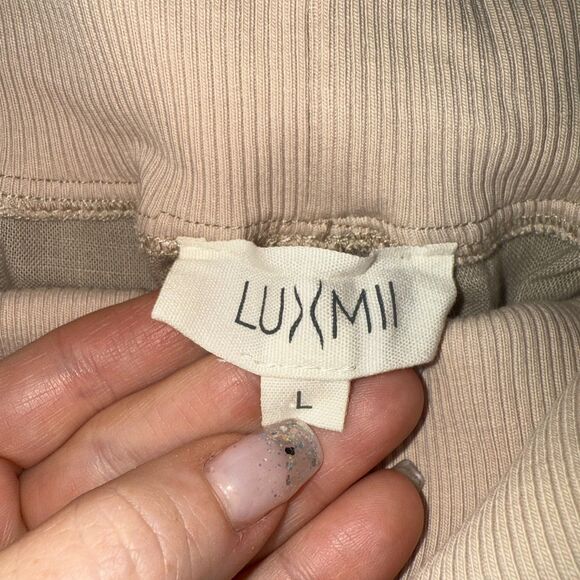 LUXMII Linen Rolled Waist Barrel Pant - Oatmeal L - Picture 6 of 6